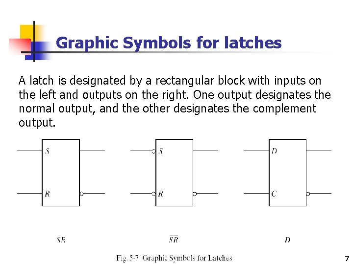 Graphic Symbols for latches A latch is designated by a rectangular block with inputs