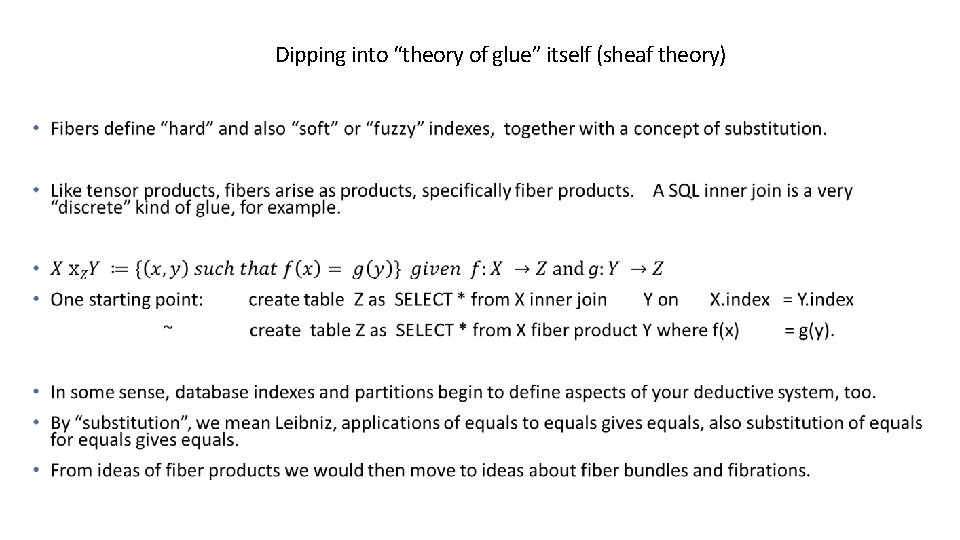 Dipping into “theory of glue” itself (sheaf theory) 