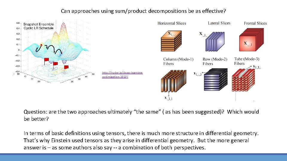 Can approaches using sum/product decompositions be as effective? http: //ruder. io/deep-learningoptimization-2017/ Question: are the