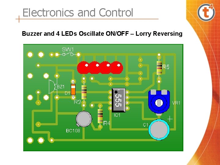 Electronics and Control Buzzer and 4 LEDs Oscillate ON/OFF – Lorry Reversing 