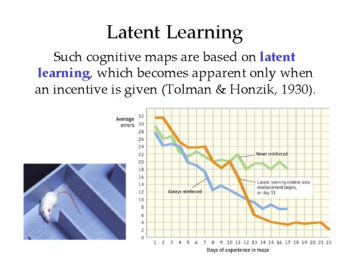 Latent Learning Such cognitive maps are based on latent learning, which becomes apparent only