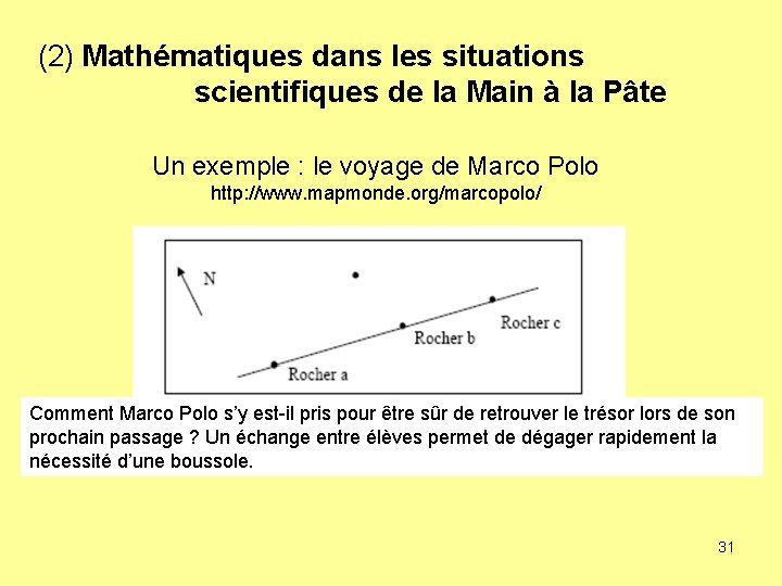 (2) Mathématiques dans les situations scientifiques de la Main à la Pâte Un exemple