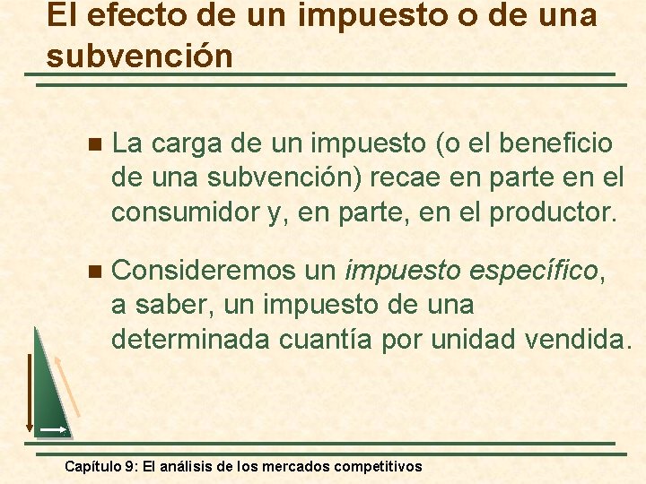 El efecto de un impuesto o de una subvención n La carga de un