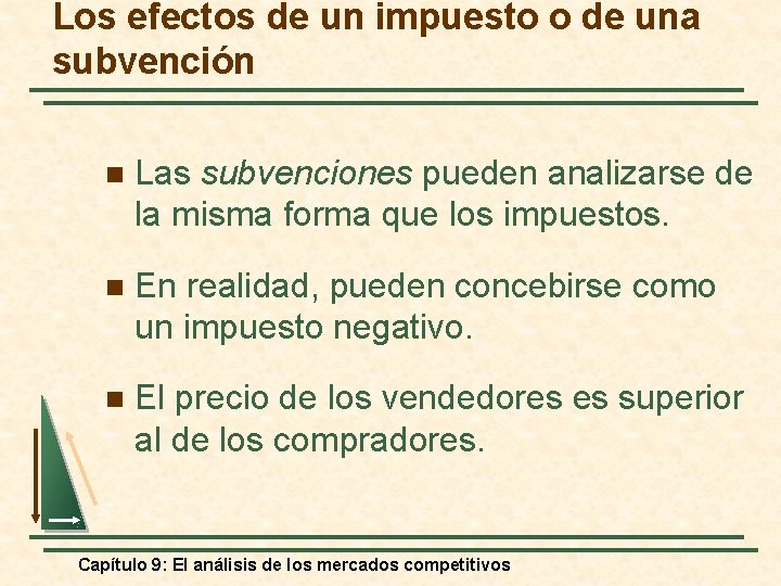 Los efectos de un impuesto o de una subvención n Las subvenciones pueden analizarse