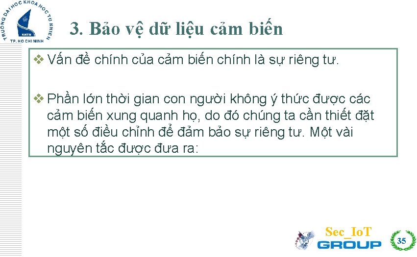 Click to edit Master title style 3. Bảo vệ dữ liệu cảm biến v