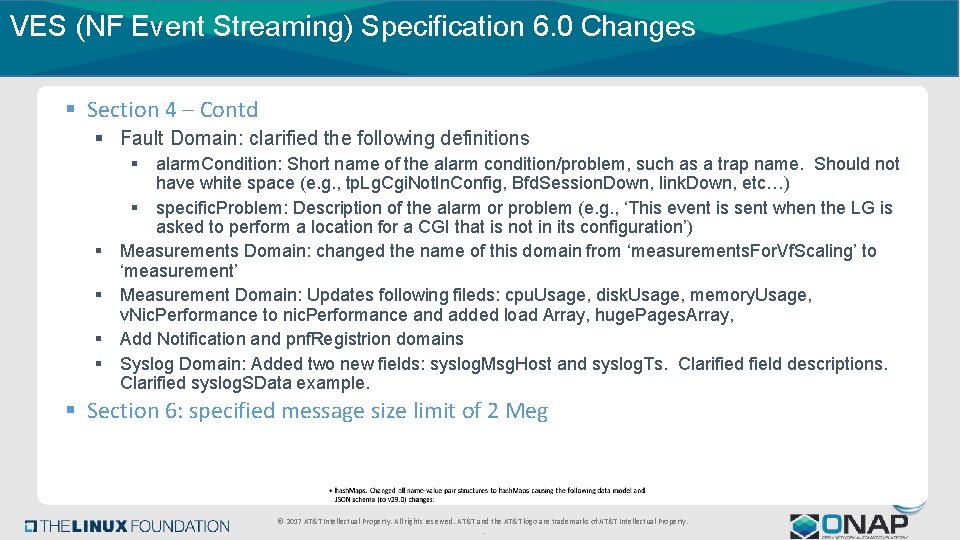 VES (NF Event Streaming) Specification 6. 0 Changes § Section 4 – Contd §