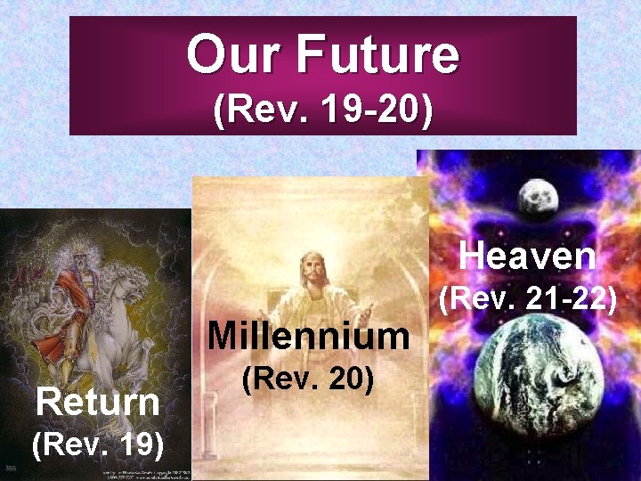 Our Future (Rev. 19 -20) Heaven Millennium Return (Rev. 19) (Rev. 20) (Rev. 21