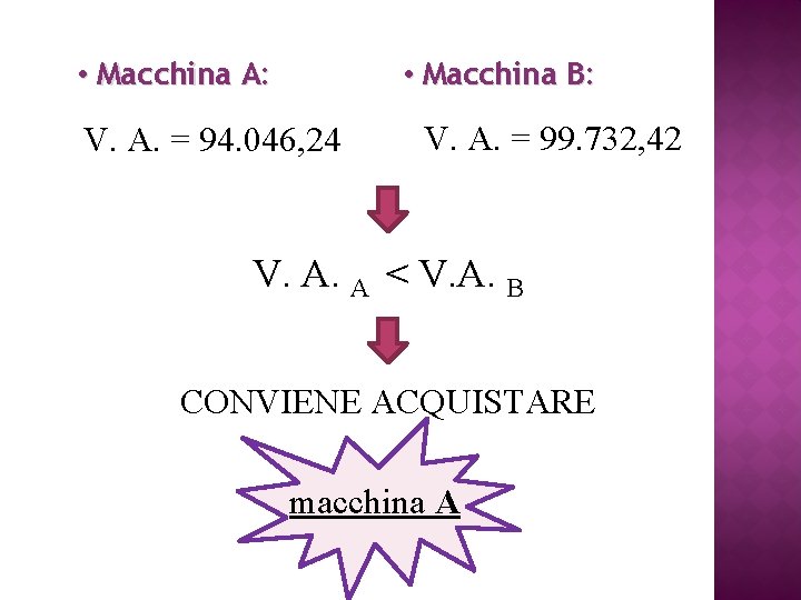  • Macchina A: • Macchina B: V. A. = 94. 046, 24 V.