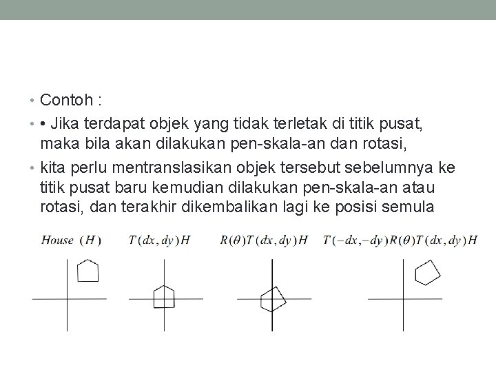  • Contoh : • • Jika terdapat objek yang tidak terletak di titik