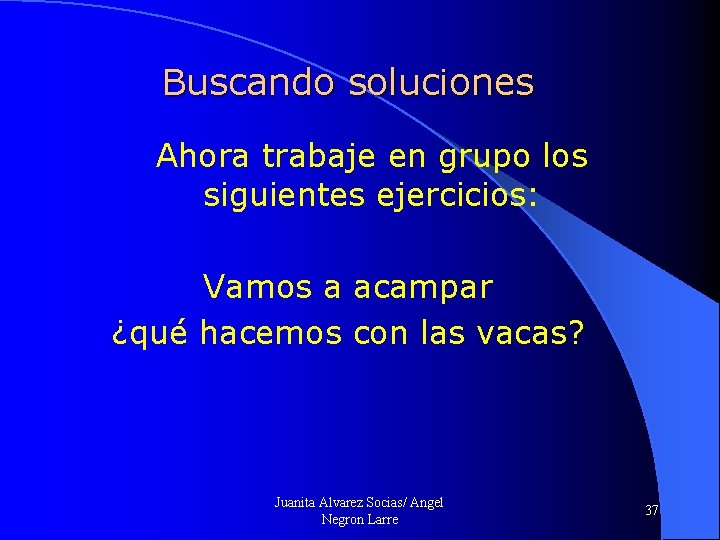 Buscando soluciones Ahora trabaje en grupo los siguientes ejercicios: Vamos a acampar ¿qué hacemos