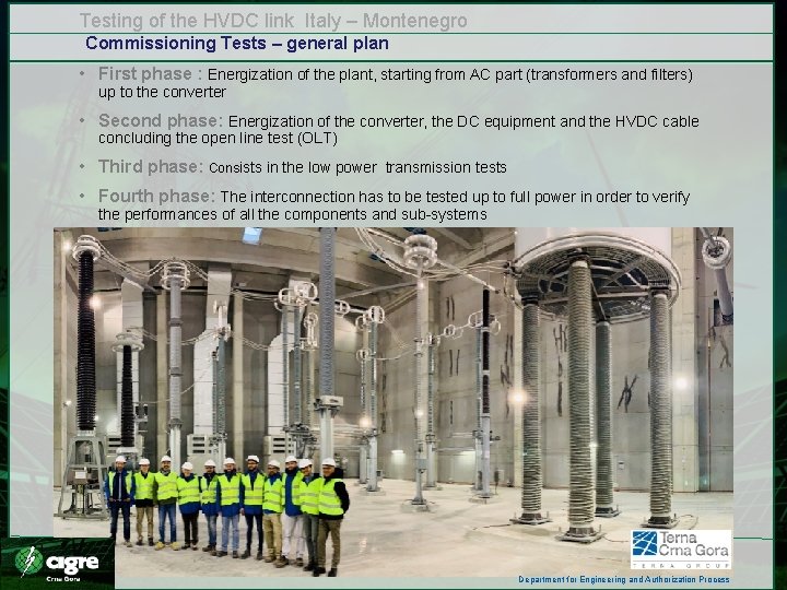 Testing of the HVDC link Italy – Montenegro Commissioning Tests – general plan • Testing of the HVDC link Italy – Montenegro Commissioning Tests – general plan •