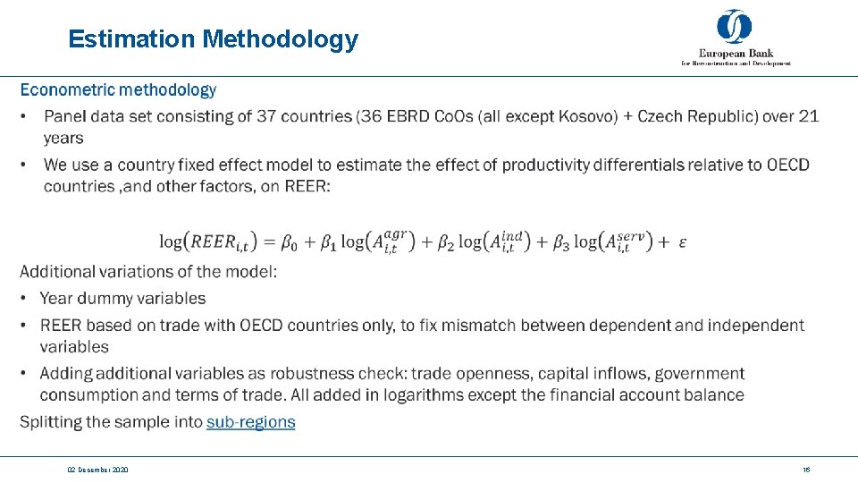Estimation Methodology 02 December 2020 16 