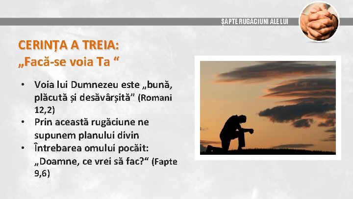 ȘAPTE RUGĂCIUNI ALE LUI CERINȚA A TREIA: „Facă-se voia Ta “ • Voia lui