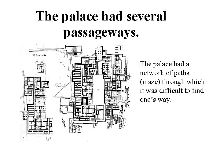 The palace had several passageways. The palace had a network of paths (maze) through