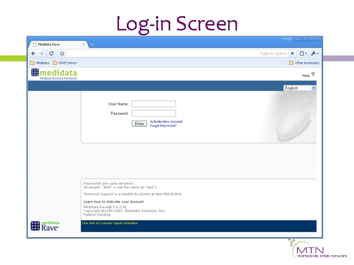 Log-in Screen 