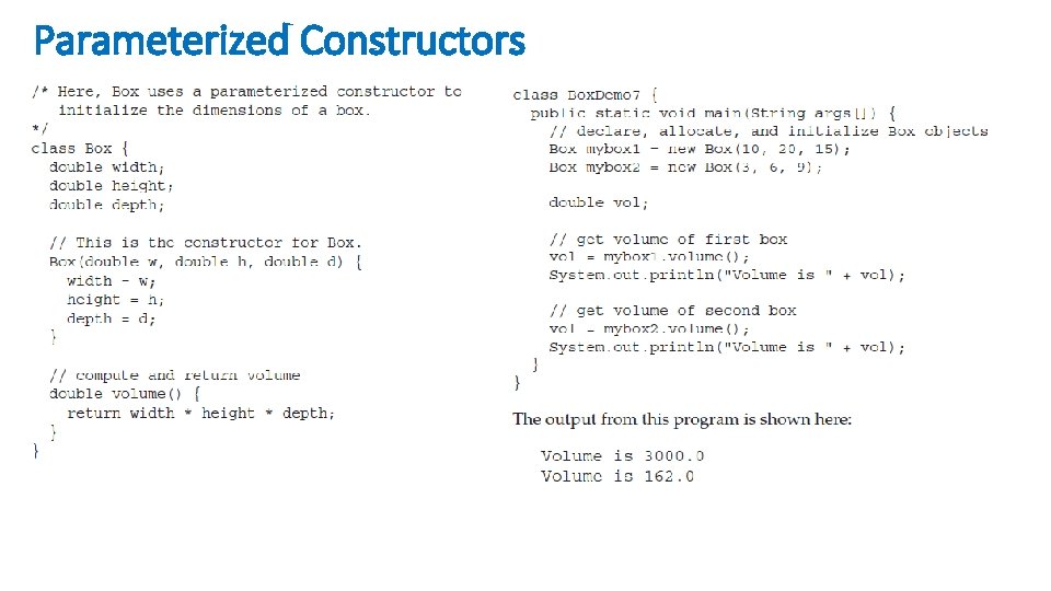 Parameterized Constructors 