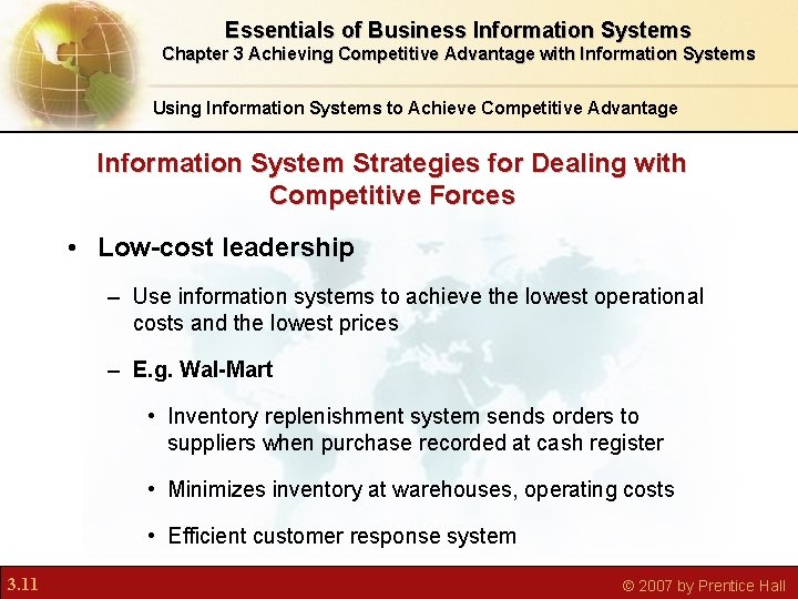 Essentials of Business Information Systems Chapter 3 Achieving Competitive Advantage with Information Systems Using