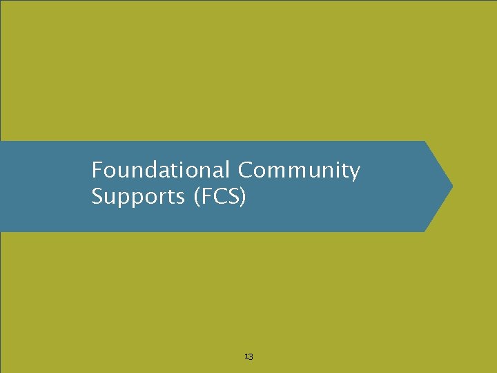 Foundational Community Supports (FCS) 13 