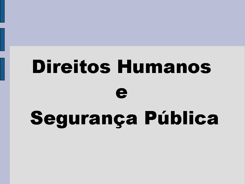 Direitos Humanos e Segurança Pública 