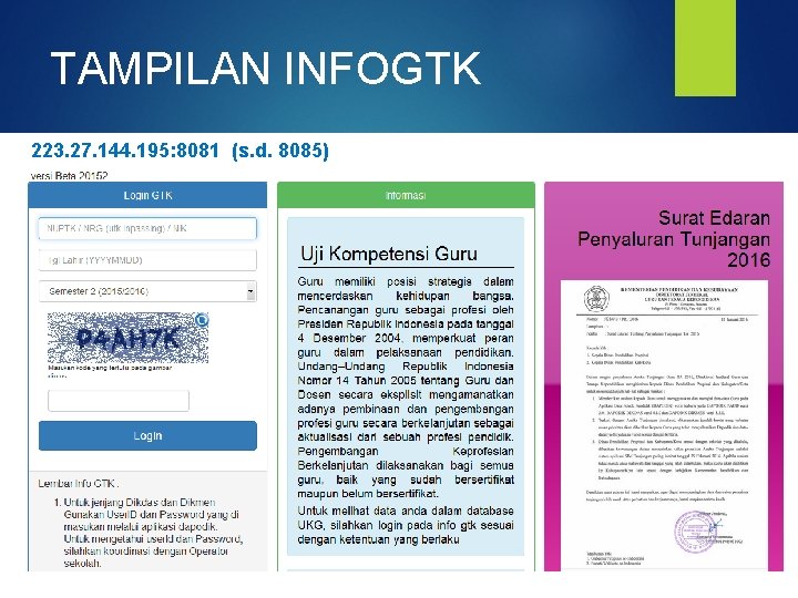 TAMPILAN INFOGTK 223. 27. 144. 195: 8081 (s. d. 8085) 