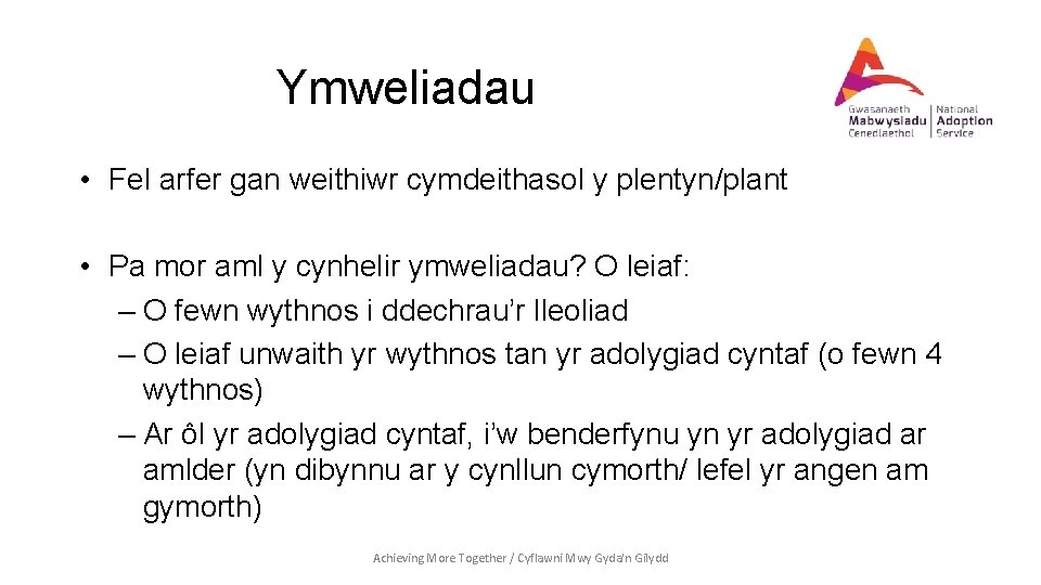 Ymweliadau • Fel arfer gan weithiwr cymdeithasol y plentyn/plant • Pa mor aml y