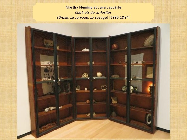 Martha Fleming et Lyne Lapointe Cabinets de curiosités (Bruxa, Le cerveau, Le voyage) [1990