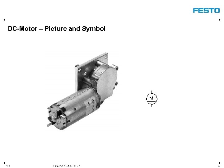 DC-Motor – Picture and Symbol DC-R/ Copyright Festo Didactic Gmb. H&Co. KG 22 