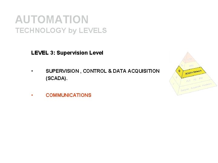 AUTOMATION TECHNOLOGY by LEVELS LEVEL 3: Supervision Level DC-R/ • SUPERVISION , CONTROL &