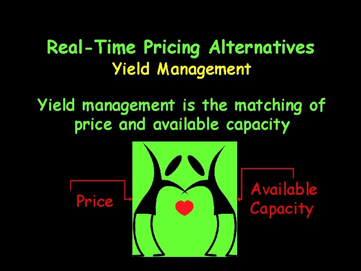 Real-Time Pricing Alternatives Yield Management Yield management is the matching of price and available