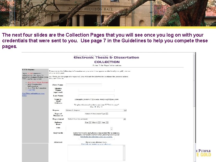 The next four slides are the Collection Pages that you will see once you