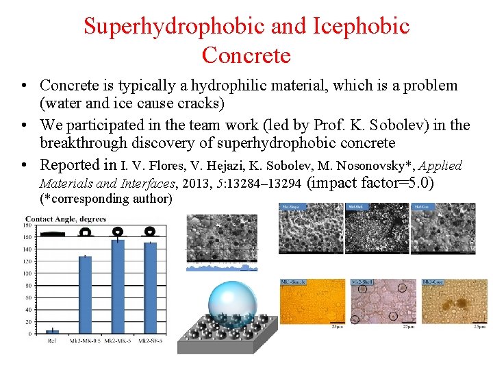 Superhydrophobic and Icephobic Concrete • Concrete is typically a hydrophilic material, which is a