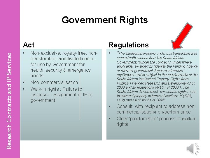 Research Contracts and IP Services IPR Act Lite