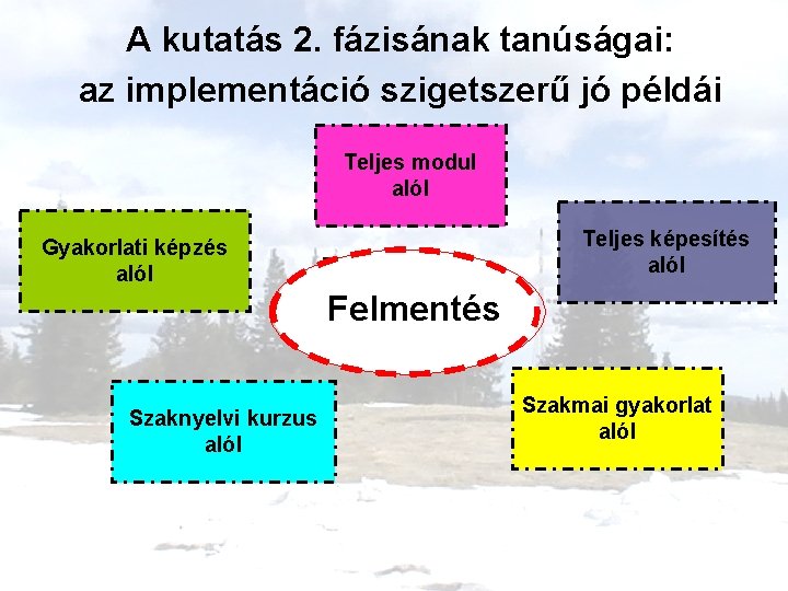 A kutatás 2. fázisának tanúságai: az implementáció szigetszerű jó példái Teljes modul alól Gyakorlati