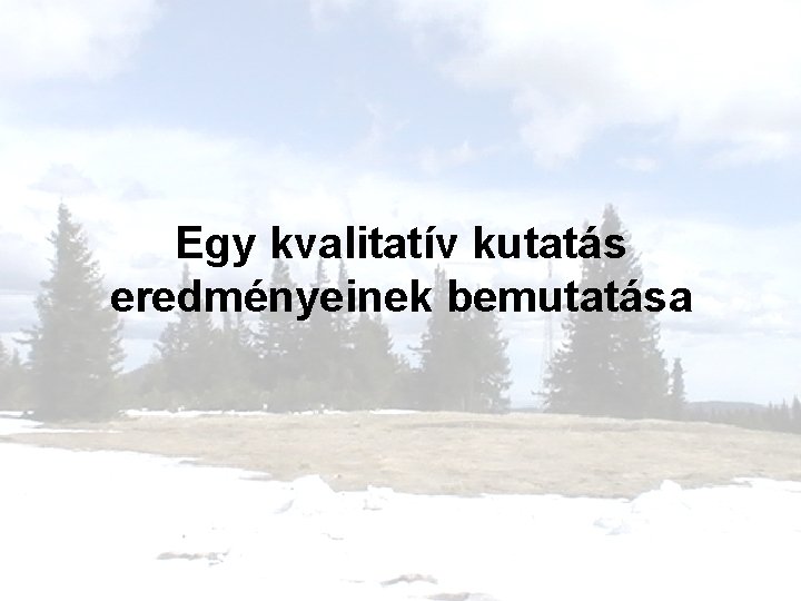 Egy kvalitatív kutatás eredményeinek bemutatása 