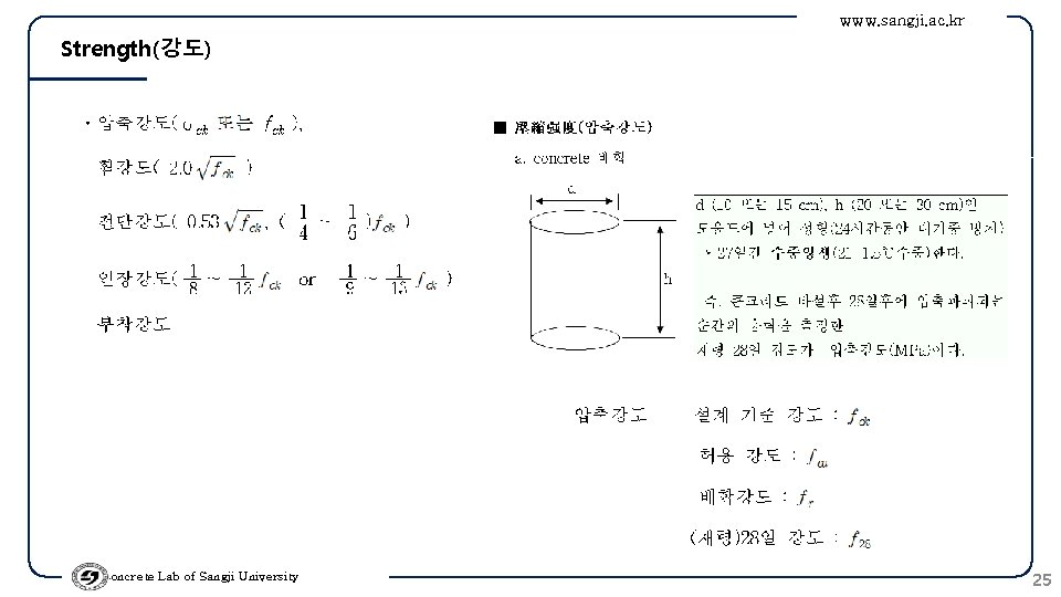 www. sangji. ac. kr Strength(강도) Concrete Lab of Sangji University 25 