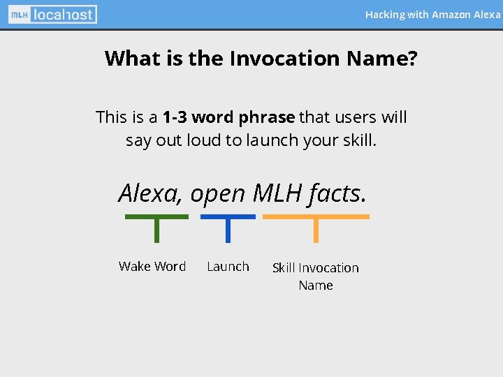 Hacking with Amazon Alexa What is the Invocation Name? This is a 1 -3