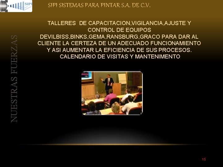 NUESTRAS FUERZAS SIPI SISTEMAS PARA PINTAR S. A. DE C. V. TALLERES DE CAPACITACION,