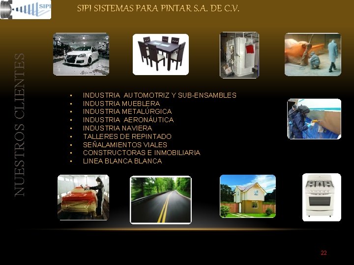 NUESTROS CLIENTES SIPI SISTEMAS PARA PINTAR S. A. DE C. V. • • •
