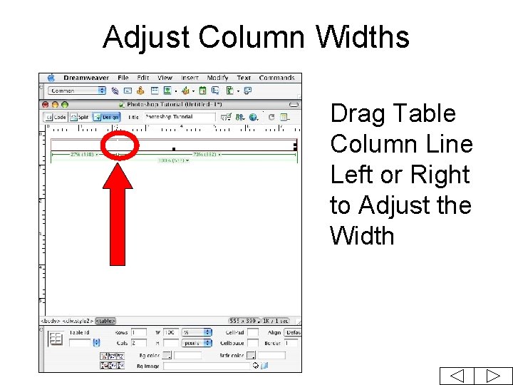 Adjust Column Widths Drag Table Column Line Left or Right to Adjust the Width