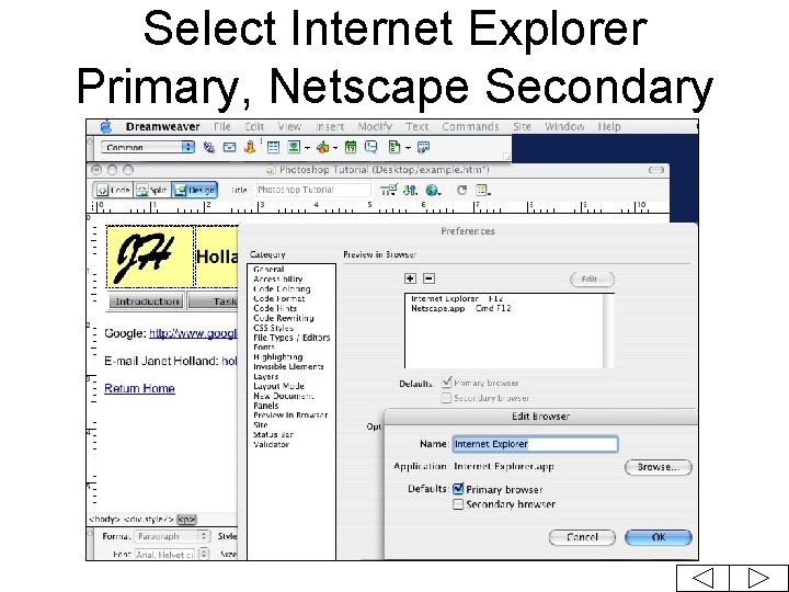Select Internet Explorer Primary, Netscape Secondary 