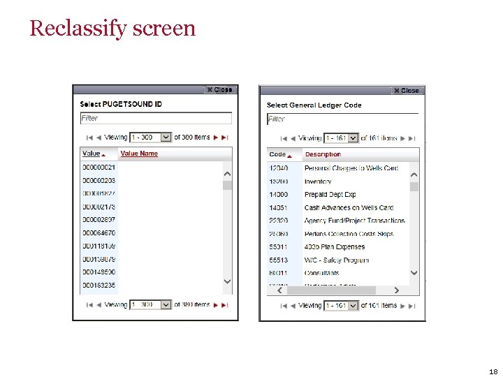 Reclassify screen 18 