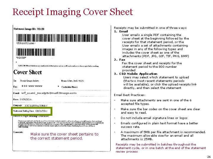Receipt Imaging Cover Sheet 866 -xxxx wf_ccard_receipts@mail 2 image. com Make sure the cover