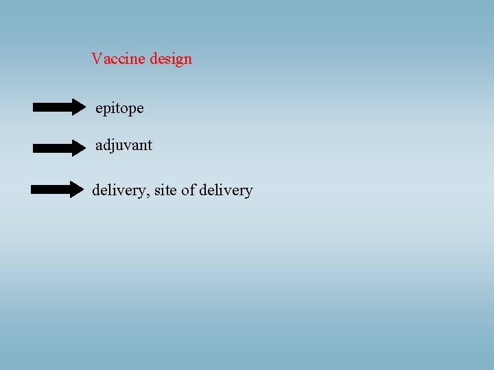 Vaccine design epitope adjuvant delivery, site of delivery 