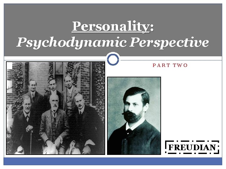 Personality: Psychodynamic Perspective PART TWO FREUDIAN 