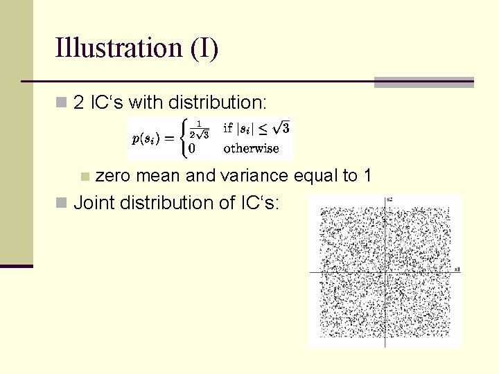 Illustration (I) n 2 IC‘s with distribution: n zero mean and variance equal to