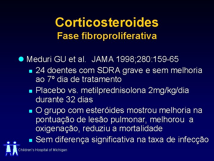 Corticosteroides Fase fibroproliferativa l Meduri GU et al. JAMA 1998; 280: 159 -65 n