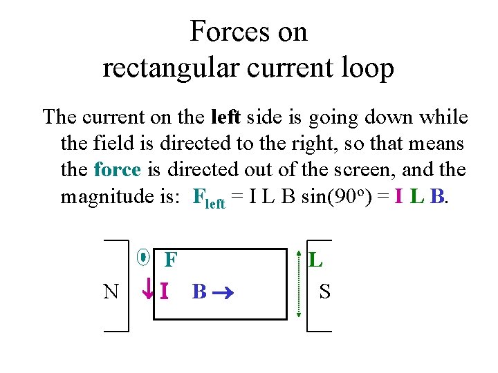 Forces on rectangular current loop The current on the left side is going down