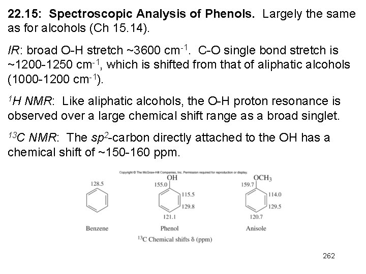 22. 15: Spectroscopic Analysis of Phenols. Largely the same as for alcohols (Ch 15.