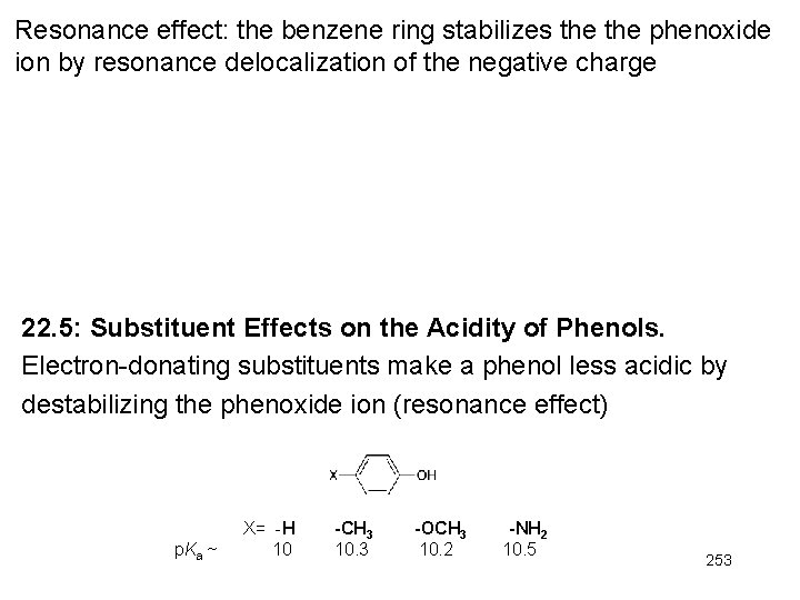 Resonance effect: the benzene ring stabilizes the phenoxide ion by resonance delocalization of the