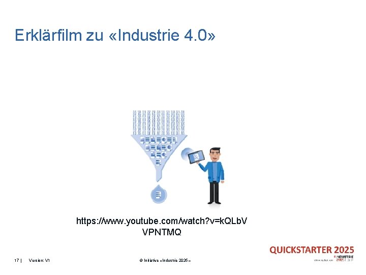 Erklärfilm zu «Industrie 4. 0» https: //www. youtube. com/watch? v=k. QLb. V VPNTMQ 17